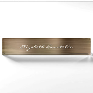 Elegante Goud Geborsteld Metaal Folie Handschrift Naambordje