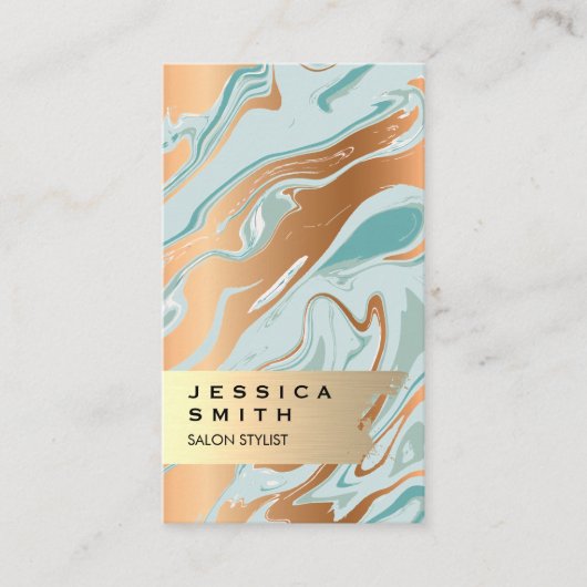Elegante Goud Geborsteld Vloeibaar Marmer Visitekaartje (Voorkant)