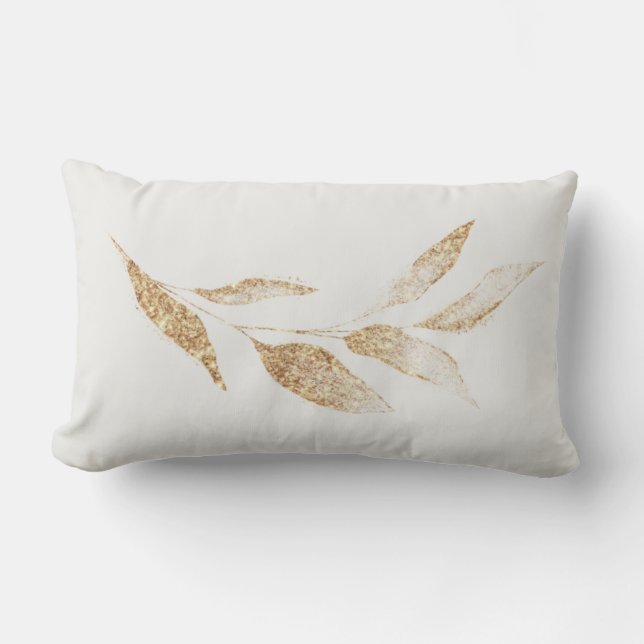 Elegante goud geborstelde blad botanische kussenho kussen (Voorkant)