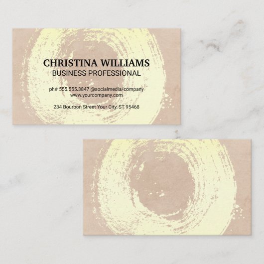 Elegante Goud Geborstelde Cirkel | Textuur Achterg Visitekaartje (Voorkant / Achterkant)