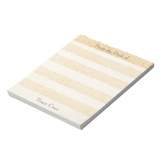 Elegante goud gestreepte aangepaste notities notitieblok (Linkerzijde)