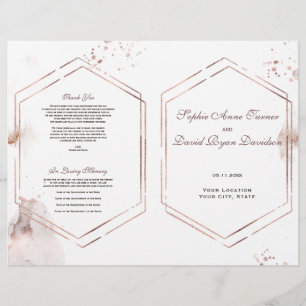 Elegante goud glans washes lijst trouwprogramma flyer