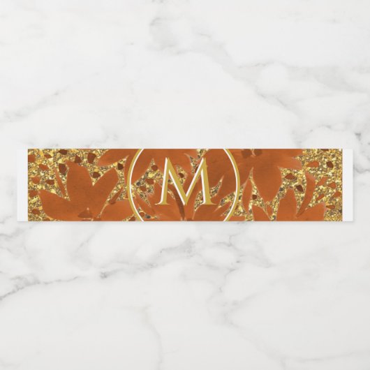 Elegante goud glans waterverf met monogram waterfles etiket (Enkel label)