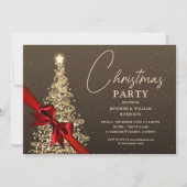 Elegante goud glanzende kerstboom vakantie  kaart (Voorkant)