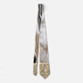 Elegante goud glinsterende witte zwarte marmer stropdas (Achterkant)