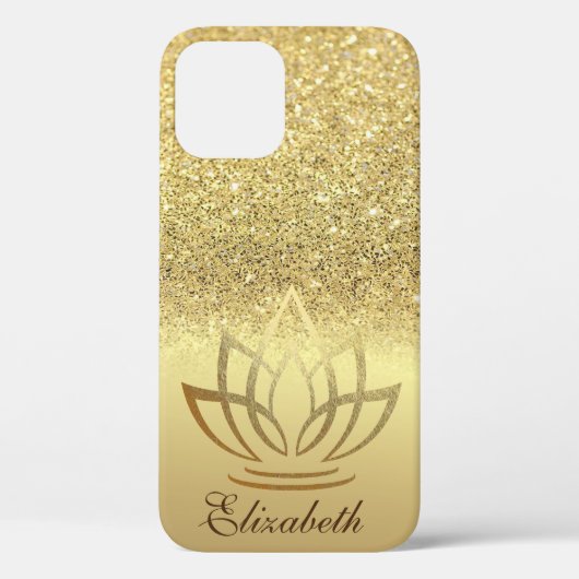 Elegante Goud Glitter Bokeh Gouden Lotus Case-Mate iPhone Case (Achterkant)