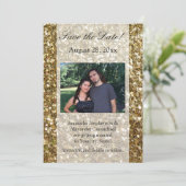 Elegante Goud Glitter Gedrukte Trouw Kaart (Staand voorkant)