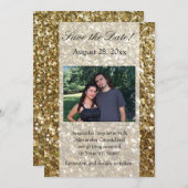 Elegante Goud Glitter Gedrukte Trouw Kaart (Voorkant / Achterkant)