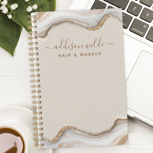 Elegante Goud Glitter Marmer Agate Moderne Chic Planner