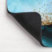 Elegante Goud Glitter Turquoise Marmer Muismat (Hoek)