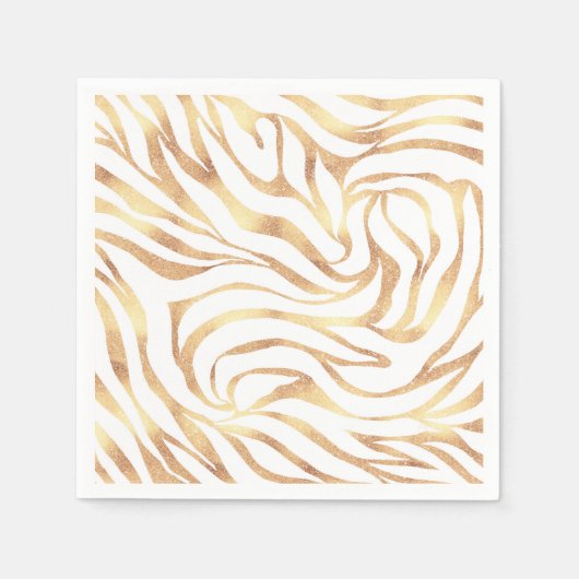 Elegante goud glitter zebra witte dierenprint servet (Voorkant)