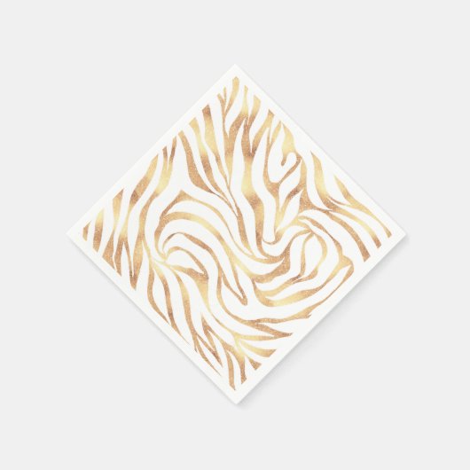Elegante Goud Glitter Zebra Witte Dierprint Servet (Hoek)