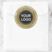 Elegante Goud Glitter Zwart Monogram Uw Logo Ronde Sticker (Tas)