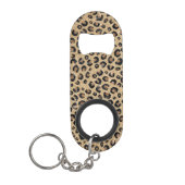 Elegante Goud Glitter Zwarte Luipaardprint Mini Flessenopener (Voorkant)
