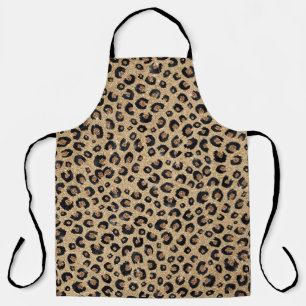 Elegante Goud Glitter Zwarte Luipaardprint Schort