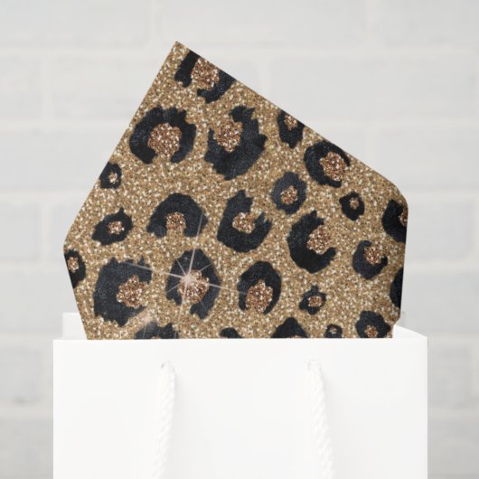 Elegante Goud Glitter Zwarte Luipaardprint Tissuepapier (Cadeauzakje)