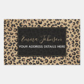 Elegante goud glitters zwart luipaardprint rechthoekige sticker (Voorkant)