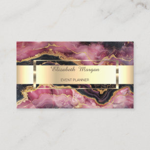 Elegante goud glitters zwarte burgundy marmer stre visitekaartje