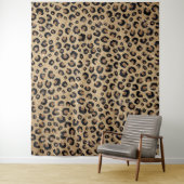 Elegante goud glitters zwarte luipaardprint wandkleed (In situ)