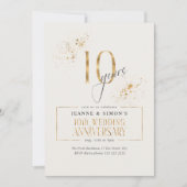 Elegante Goud & Grijs Bloemen 10e Jubileum ID1169 Kaart (Voorkant)