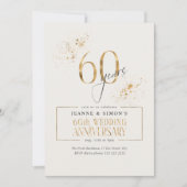 Elegante Goud & Grijs Bloemen 60ste Jubileum ID116 Kaart (Voorkant)