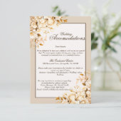 Elegante goud & ivoor bloem bruiloft accommodaties informatiekaartje (Staand voorkant)