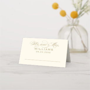 Elegante Goud Ivoorkleurige Calligrafie Mijnheer M Plaatskaartje
