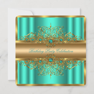 Elegante Goud Jade Turquoise Parels Verjaardagsfee Kaart