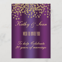 Elegante goud & koninklijk paarse 5x7 uitnodigings kaart