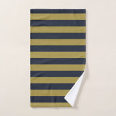 Elegante Goud & Marine Blauwe Verticale Strepen Bad Handdoek (Handdoek)