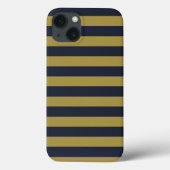 Elegante Goud & Marine Blauwe Verticale Strepen Case-Mate iPhone Case (Achterkant)