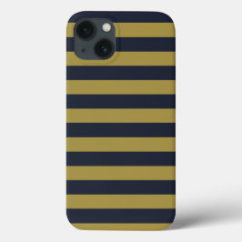 Elegante Goud & Marine Blauwe Verticale Strepen Case-Mate iPhone Case