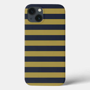 Elegante Goud & Marine Blauwe Verticale Strepen Case-Mate iPhone Case