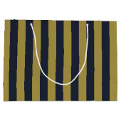Elegante Goud & Marine Blauwe Verticale Strepen Groot Cadeauzakje (Achterkant)