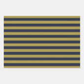 Elegante Goud & Marine Blauwe Verticale Strepen Inpakpapier Vel (Voorkant 3)