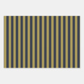Elegante Goud & Marine Blauwe Verticale Strepen Inpakpapier Vel (Voorkant 2)