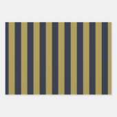 Elegante Goud & Marine Blauwe Verticale Strepen Inpakpapier Vel (Voorkant)