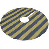 Elegante Goud & Marine Blauwe Verticale Strepen Kerstboom Rok (Gekanteld)