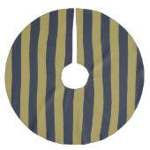 Elegante Goud & Marine Blauwe Verticale Strepen Kerstboom Rok (Voorkant)