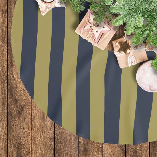 Elegante Goud & Marine Blauwe Verticale Strepen Kerstboom Rok