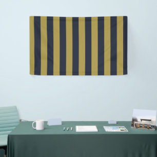 Elegante Goud & Marine Blauwe Verticale Strepen Spandoek