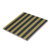 Elegante Goud & Marine Blauwe Verticale Strepen Tegeltje (Zijkant)