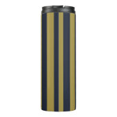 Elegante Goud & Marine Blauwe Verticale Strepen Thermosbeker (Achterkant)