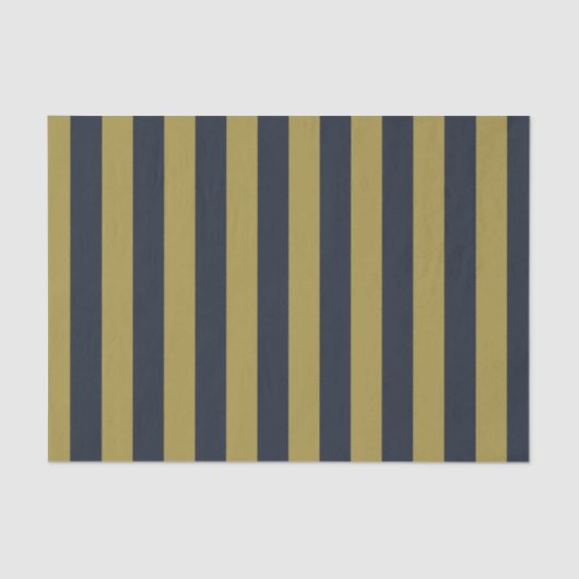 Elegante Goud & Marine Blauwe Verticale Strepen Tissuepapier (Voorkant)