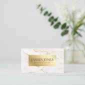 Elegante goud marmer QR-code Visitekaartje (Staand voorkant)