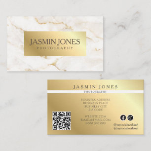 Elegante goud marmer QR-code Visitekaartje