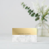 Elegante goud marmer QR-code Visitekaartje (Staand voorkant)