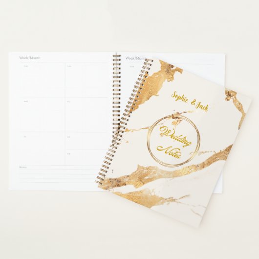 Elegante goud marmeren huwelijksnotities notitiebo planner (Display)