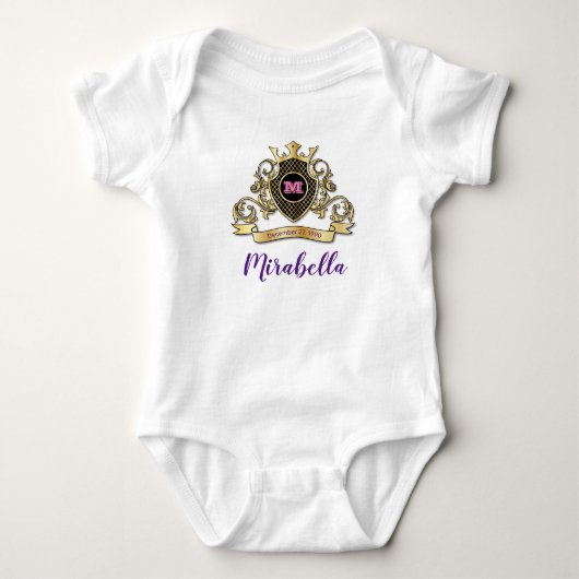 Elegante Goud Monogram Getailleerde T-Shirt (Voorkant)
