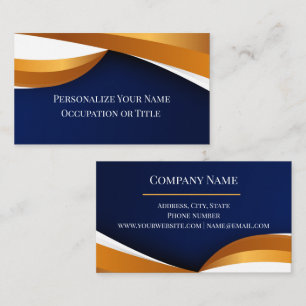 Elegante goud & navy abstract golf ontwerp visitekaartje